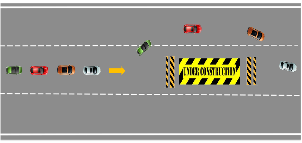 Image of vehicles performing a lane change